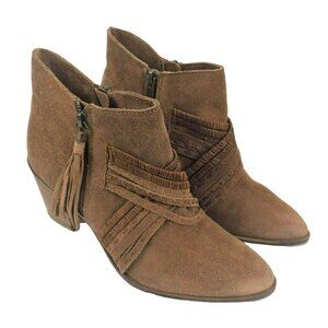 Womens Brown Ankle Boots Naughty Monty Zippers Tassels size 8.5 NWOB   JH990